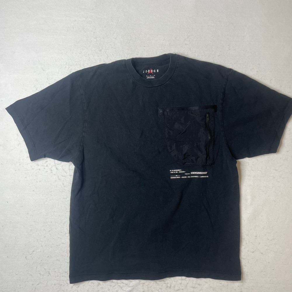 Jordan 23 Engineered Black Pocket T Shirt Mens Medium M Short Sleeve Crew Neck